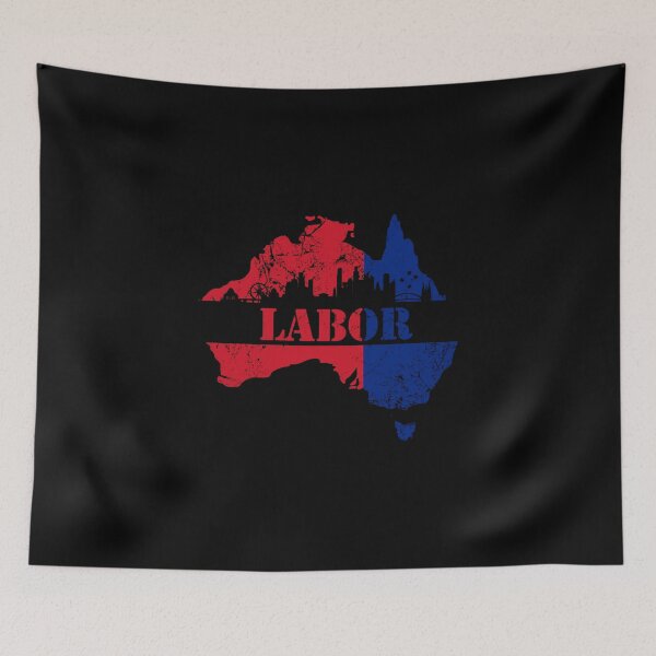 Item preview, Labor Party with Melbourne Skyline and Australian Map in black designed and sold by Manoroma.