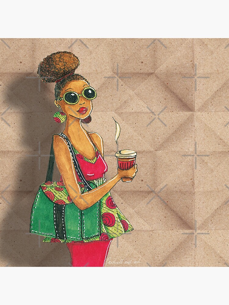 Modern African woman- Morning coffee by cardwellandink
