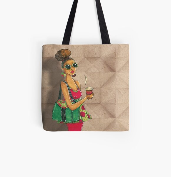 Modern African woman- Morning coffee All Over Print Tote Bag