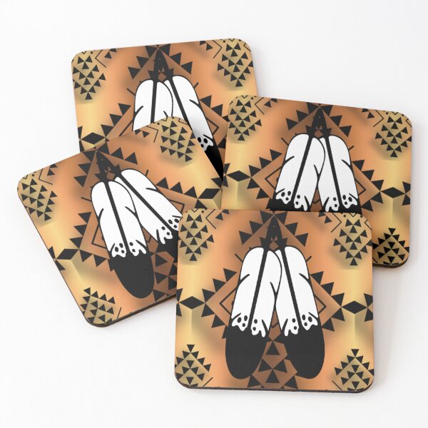 Item preview, Brown / Pale Yellow Gradient / Black Double Feather Native Print designed and sold by JMWCD.