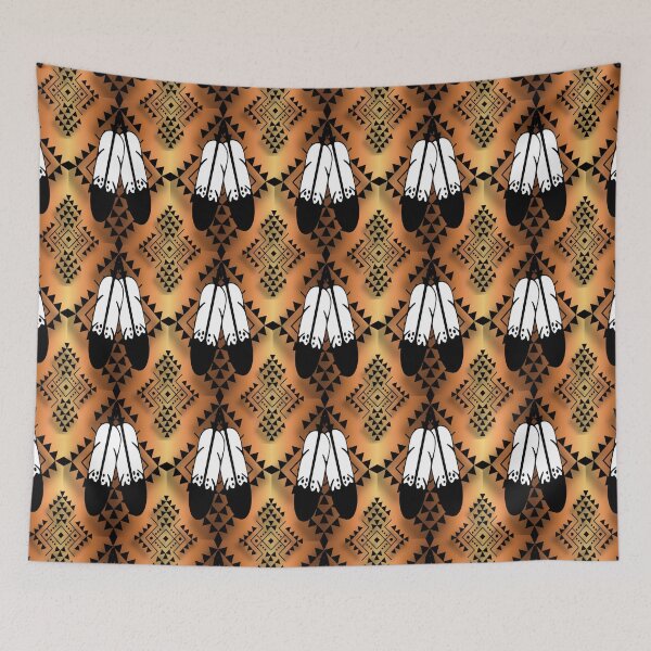 Item preview, Brown / Pale Yellow Gradient / Black Double Feather Native Print designed and sold by JMWCD.