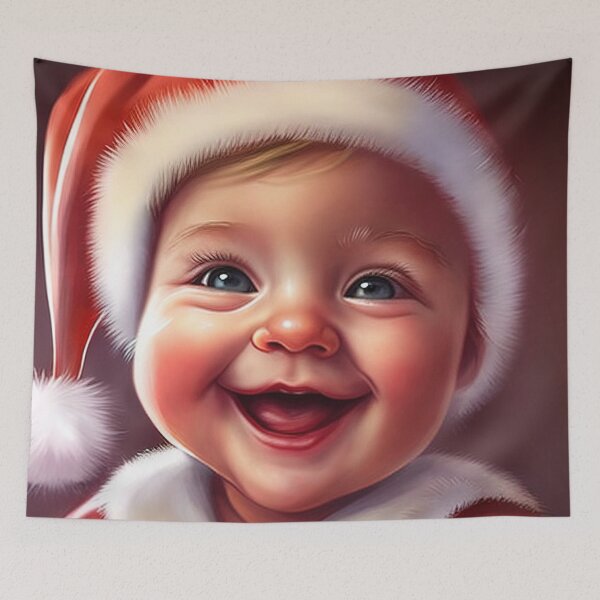 Item preview, Cute smiling santa baby with an adorable smile designed and sold by XmasPatterns.