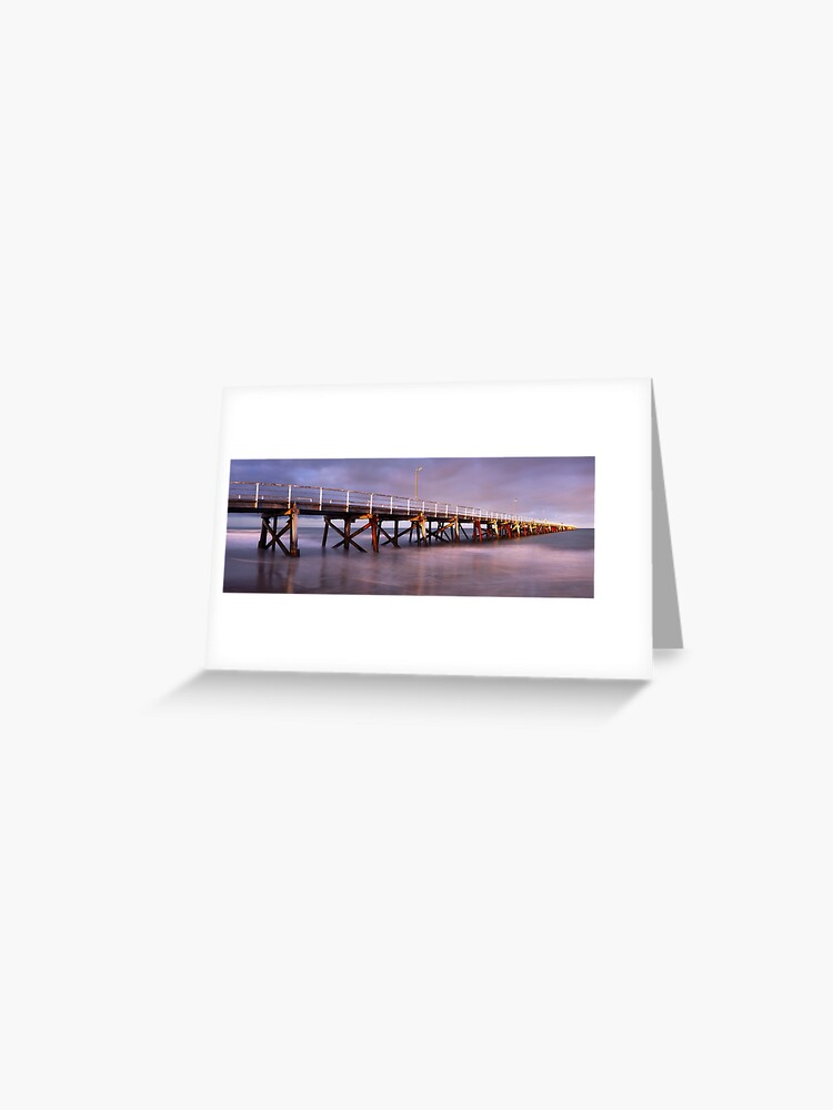 Thumbnail 1 of 2, Greeting Card, Semaphore Beach Pier, Adelaide, South Australia designed and sold by Chockstone.