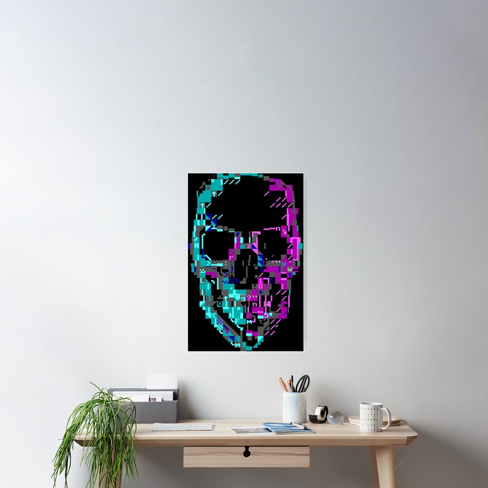 Cyberpunk Ascii Glitch Skull Poster For Sale By Philstrahl Redbubble