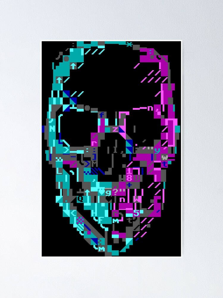 Cyberpunk Ascii Glitch Skull Poster For Sale By Philstrahl Redbubble