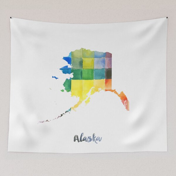 Item preview, Alaska Watercolor Map Painting designed and sold by InkistPrints.