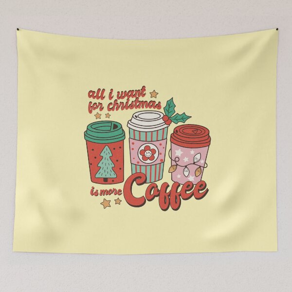 Item preview, All I want for Christmas is more coffee retro Christmas vintage designs designed and sold by ArtfulGiftShop.