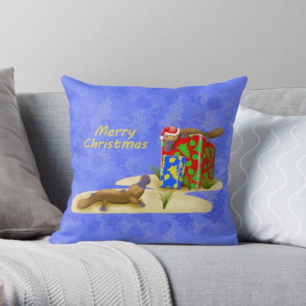 Platypus and Christmas Gifts Throw Pillow