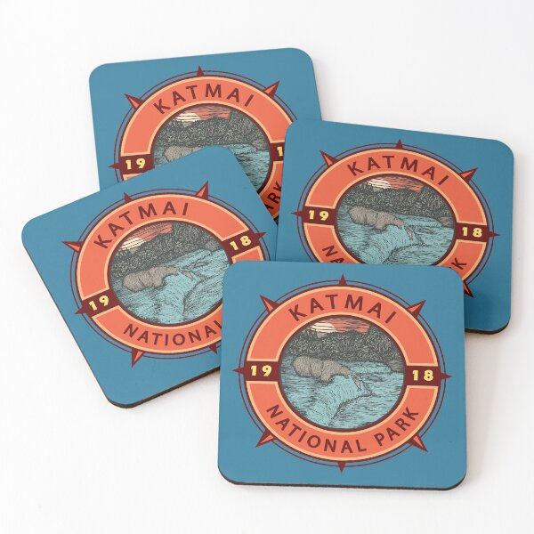 Item preview, Katmai National Park Grizzly Bear Retro Compass Emblem designed and sold by KrisSidDesigns.