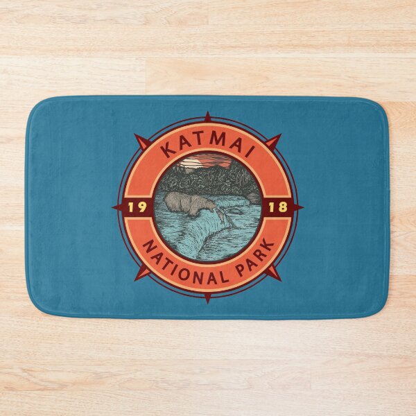 Item preview, Katmai National Park Grizzly Bear Retro Compass Emblem designed and sold by KrisSidDesigns.