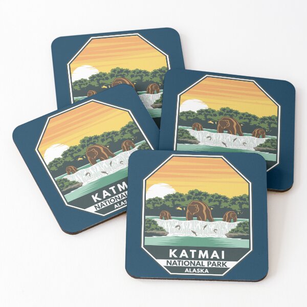 Item preview, Katmai National Park Grizzly Bears Retro Emblem designed and sold by KrisSidDesigns.