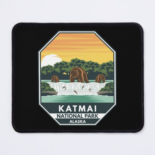 Item preview, Katmai National Park Grizzly Bears Retro Emblem designed and sold by KrisSidDesigns.