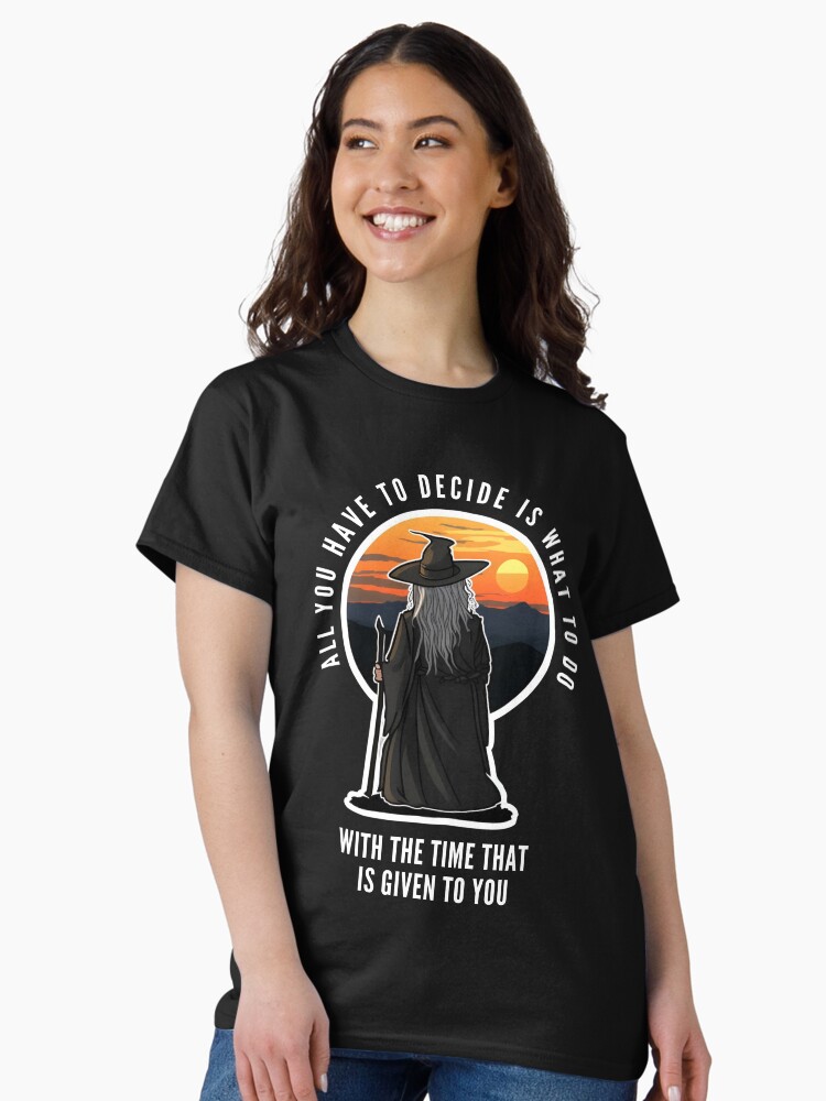 Thumbnail 2 of 7, Classic T-Shirt, Old wizard watching the sunset - All you have to decide - Fantasy designed and sold by flevin.