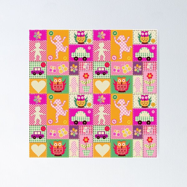 Item preview, A Patchwork Pattern for kids with childish sewed elements designed and sold by deepakrode7.