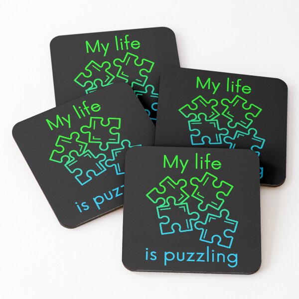 Item preview, My life is puzzling, funny jigsaw-puzzle pun in an ombre effect designed and sold by Designbyfia.