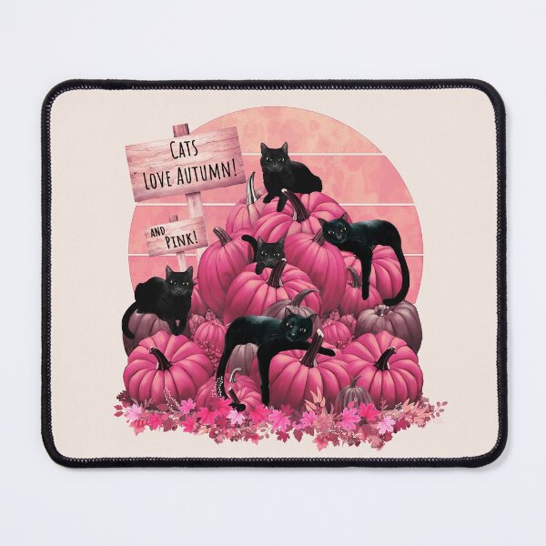 Item preview, Cats and pink Pumpkin Patch autumn with sing that say cat love autumn, cat pumpkinsin and sunset, color autumn, orange,hello fall autumn lovers designed and sold by Collagedream.
