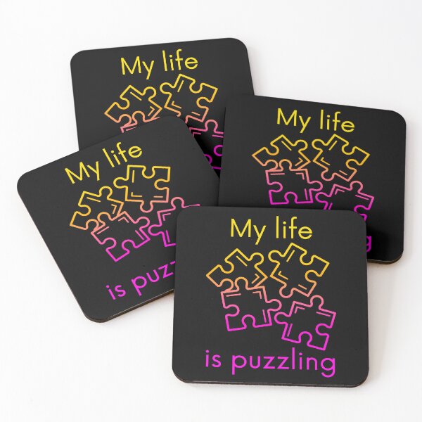 Item preview, My life is puzzling, funny jigsaw-puzzle pun in an ombre effect designed and sold by Designbyfia.