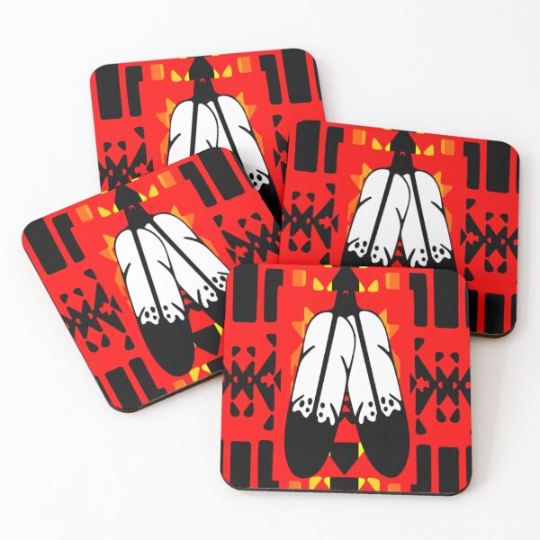 Item preview, Red/ Fire Color / Black Double Feather Native Blanket Print designed and sold by JMWCD.