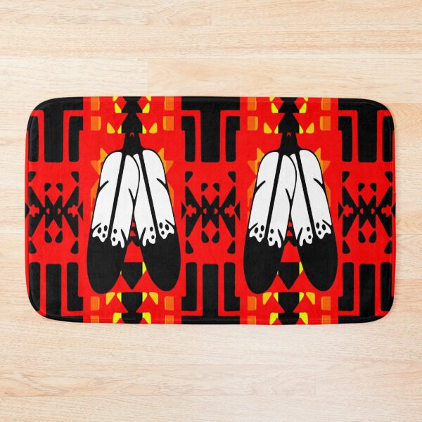 Item preview, Red/ Fire Color / Black Double Feather Native Blanket Print designed and sold by JMWCD.