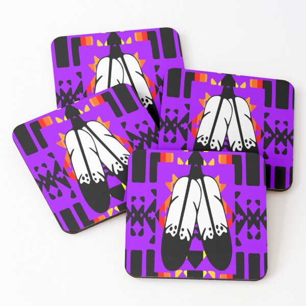 Item preview, Purple / Fire Color / Black Double Feather Native Blanket Print designed and sold by JMWCD.