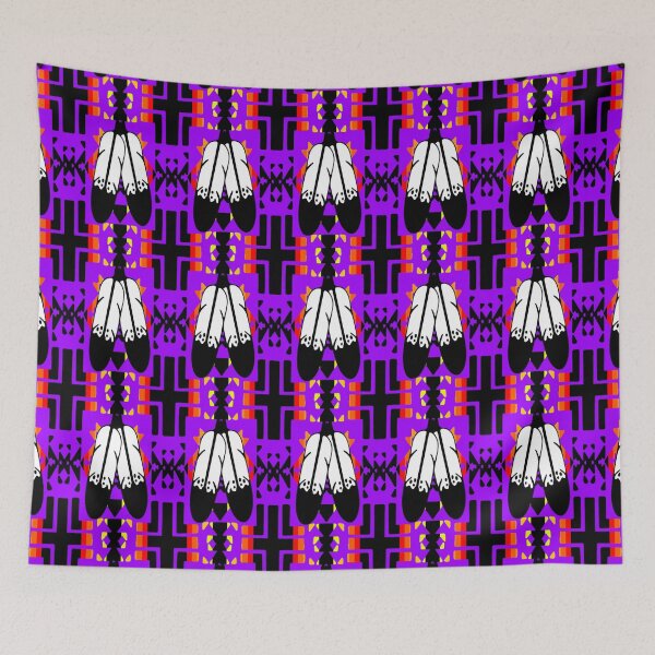 Item preview, Purple / Fire Color / Black Double Feather Native Blanket Print designed and sold by JMWCD.