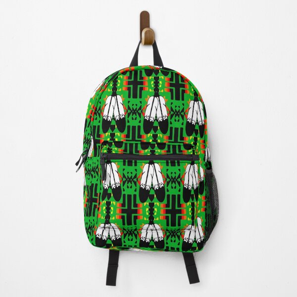 Item preview, Green / Fire Color / Black Double Feather Native Blanket Print designed and sold by JMWCD.
