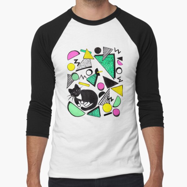 Mog Rad Cat | White Baseball ¾ Sleeve T-Shirt