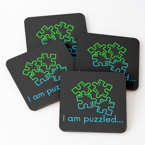 Item preview, I am puzzled, funny jigsaw-puzzle pun in an ombre effect designed and sold by Designbyfia.