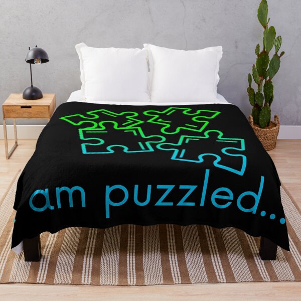 Item preview, I am puzzled, funny jigsaw-puzzle pun in an ombre effect designed and sold by Designbyfia.