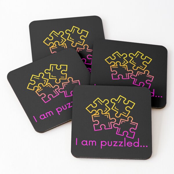 Item preview, I am puzzled, funny jigsaw-puzzle pun in an ombre effect designed and sold by Designbyfia.
