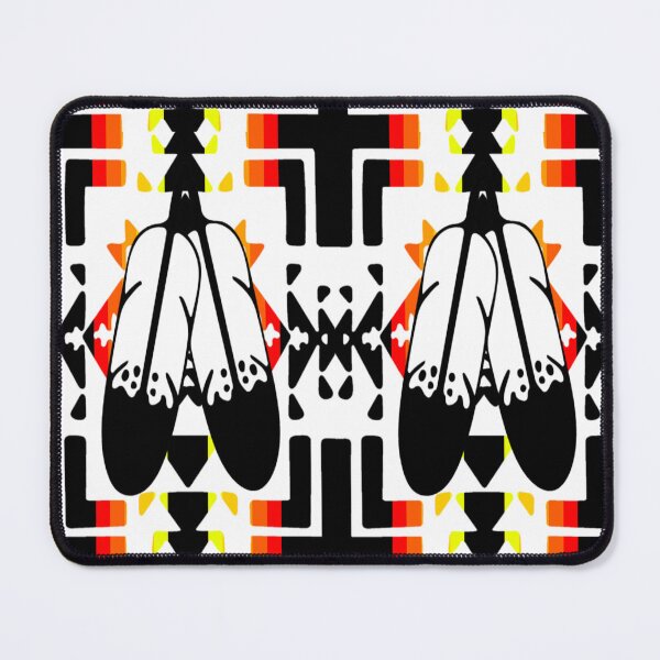 Item preview, White / Fire Color / Black Double Feather Native Blanket Print designed and sold by JMWCD.