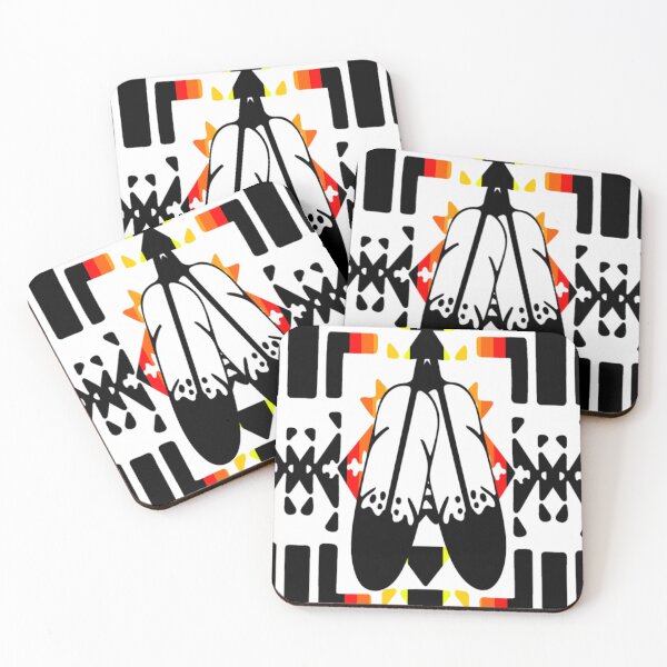 Item preview, White / Fire Color / Black Double Feather Native Blanket Print designed and sold by JMWCD.