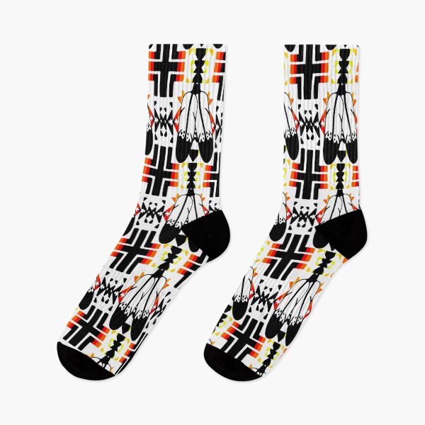 Item preview, White / Fire Color / Black Double Feather Native Blanket Print designed and sold by JMWCD.
