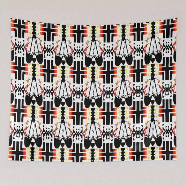 Item preview, White / Fire Color / Black Double Feather Native Blanket Print designed and sold by JMWCD.