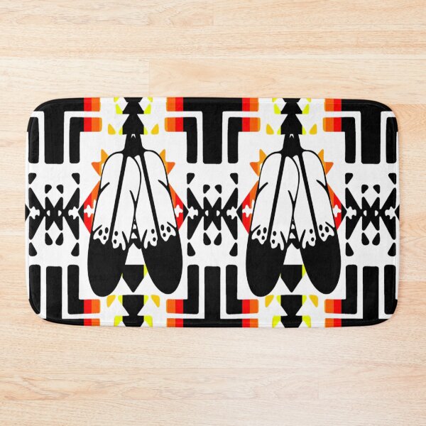 Item preview, White / Fire Color / Black Double Feather Native Blanket Print designed and sold by JMWCD.