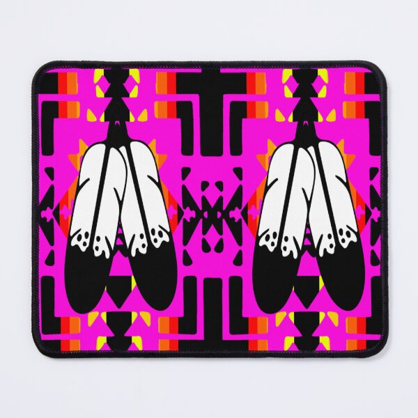 Item preview, Hot Pink / Fire Color / Black Double Feather Native Blanket Print designed and sold by JMWCD.