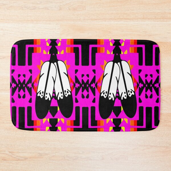 Item preview, Hot Pink / Fire Color / Black Double Feather Native Blanket Print designed and sold by JMWCD.