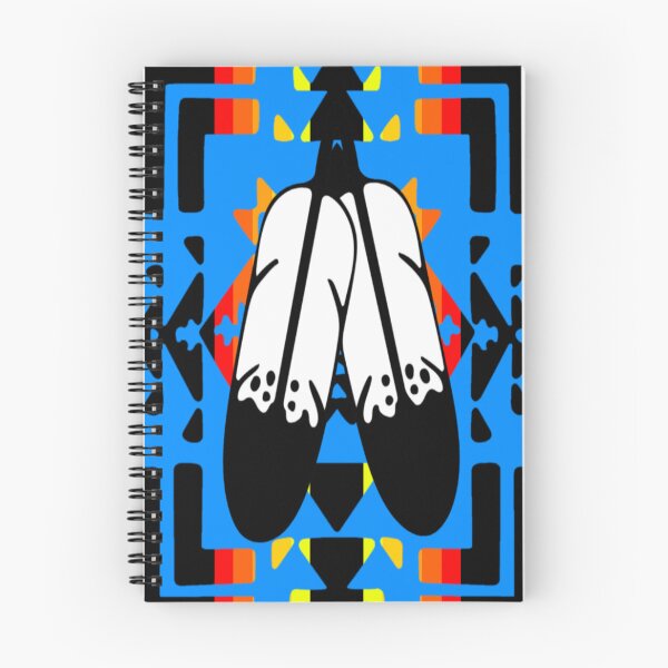 Item preview, Sky Blue / Fire Color / Black Double Feather Native Blanket Print designed and sold by JMWCD.