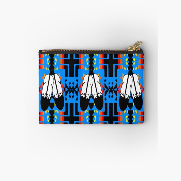Item preview, Sky Blue / Fire Color / Black Double Feather Native Blanket Print designed and sold by JMWCD.