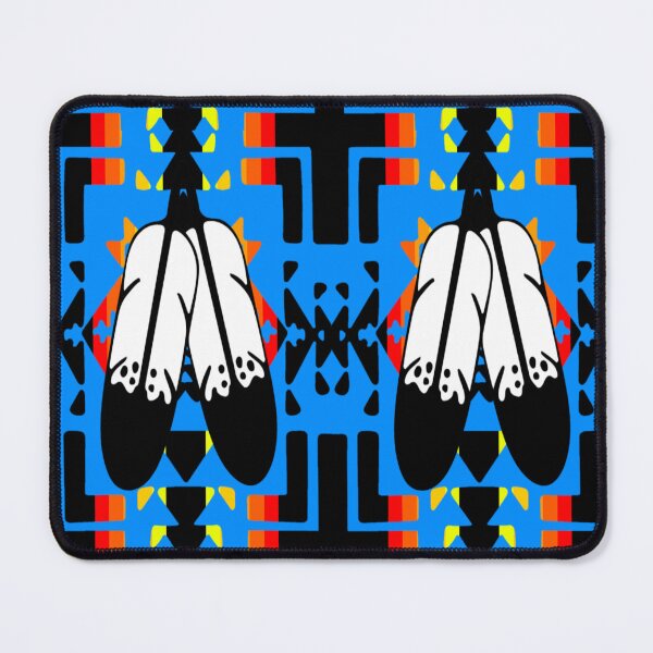 Item preview, Sky Blue / Fire Color / Black Double Feather Native Blanket Print designed and sold by JMWCD.