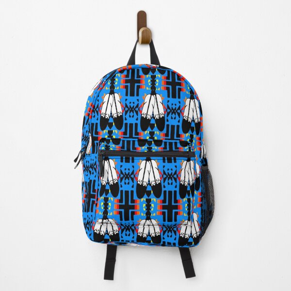 Item preview, Sky Blue / Fire Color / Black Double Feather Native Blanket Print designed and sold by JMWCD.