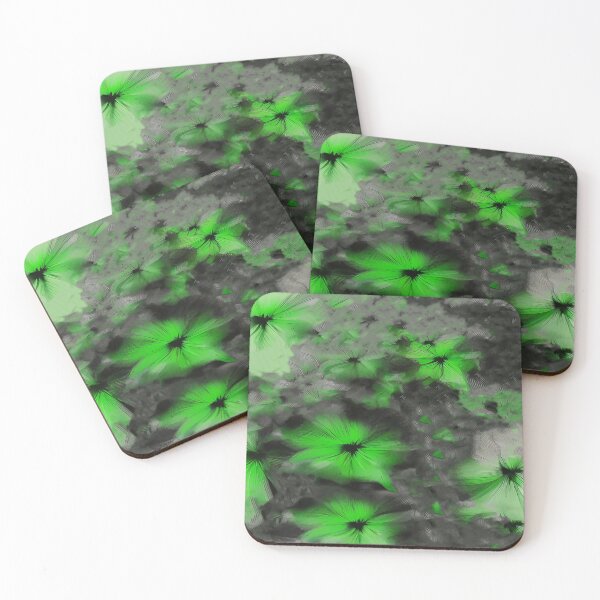 Item preview, Green and Black Flower Abstract Fabric Pattern Design  designed and sold by deniselynnimage.