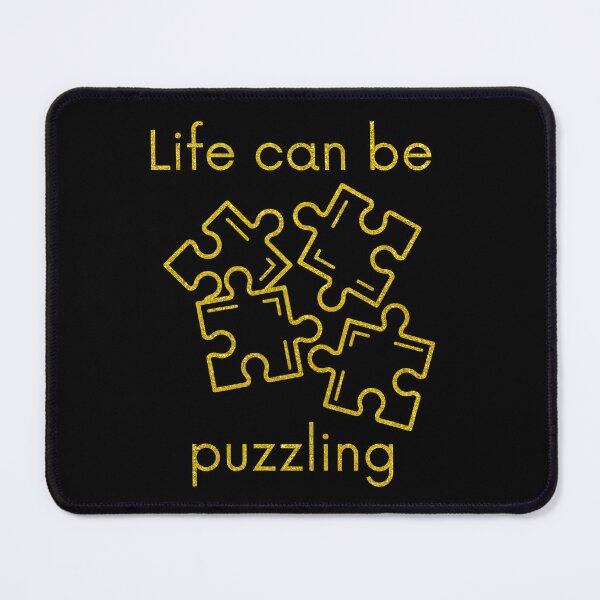 Item preview, Life can be puzzling, funny jigsaw-puzzle pun in gold glitter designed and sold by Designbyfia.