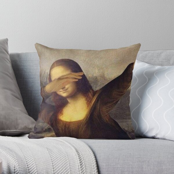 Mona Lisa Dab Meme Throw Pillow