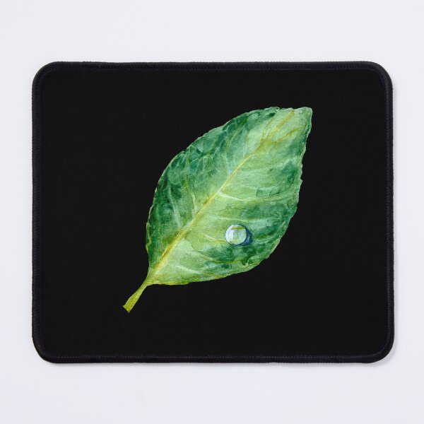 Item preview, Green leaf a watercolor illustration black designed and sold by Yana Mustafina | Boho Soulful Designs.