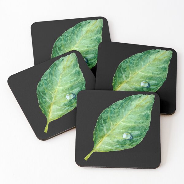Item preview, Green leaf a watercolor illustration black designed and sold by Yana Mustafina | Boho Soulful Designs.