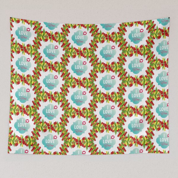 Item preview, I love you greeting card or banner with red and yellow tulips. Happy valentines day greeting card with heart. Wedding decor designed and sold by annamiss.
