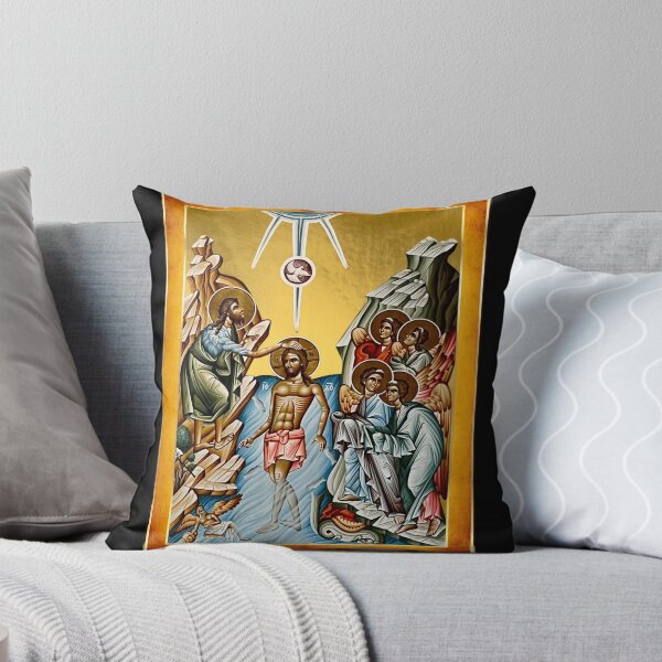 Item preview, Jesus Baptism Icon Gold Byzantine Style designed and sold by Yiorgos Designs.