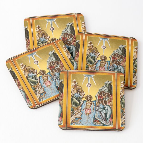 Item preview, Jesus Baptism Icon Gold Byzantine Style designed and sold by Yiorgos Designs.