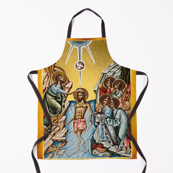 Item preview, Jesus Baptism Icon Gold Byzantine Style designed and sold by Yiorgos Designs.